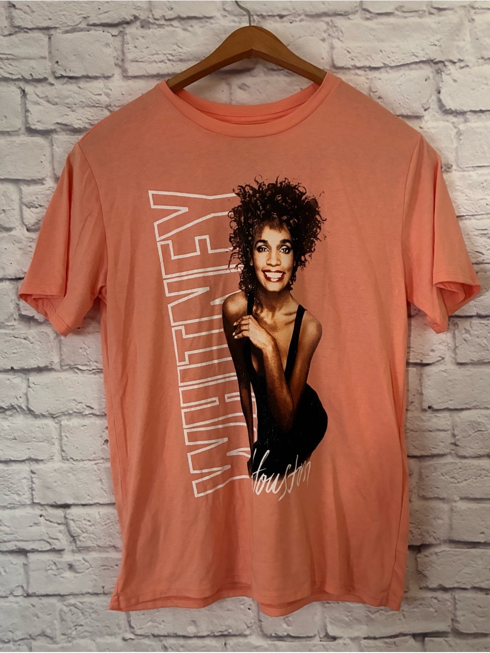 Whitney Houston Peach Concert Graphic Women’s T-Shirt - Whitney Tribute - Large